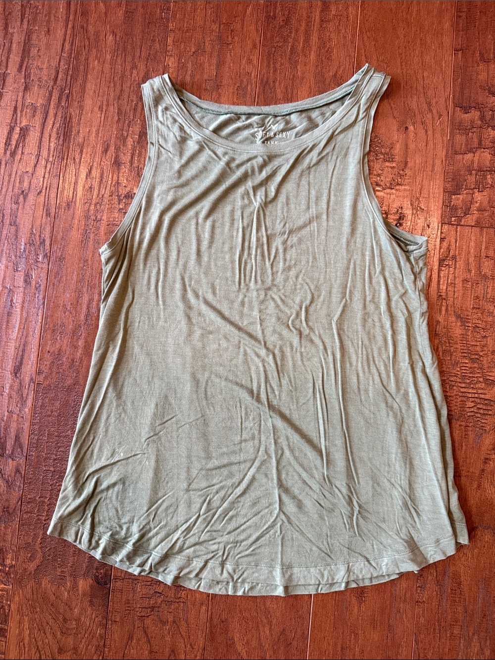 American Eagle Outfitters Olive Green Scoop Neck Tank